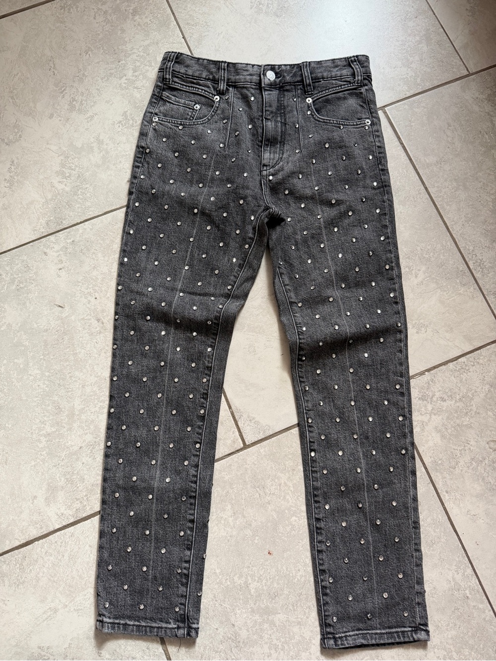Anthropologie High-Rise Black Jeans with Silver Studs